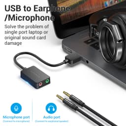 Vention Sound Card USB to 3.5mm Audio Interface Adapter External Sound Card for PC Laptop PS4 Headset Microphone USB Sound Card
