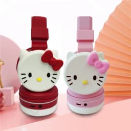 Sanrio Bluetooth Headphone Hello Kitty Wireless Headsets Cartoon Mic Foldable Lightweight Earphone for Phones Laptop Gift Pink