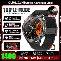 2026 New TANK Ultra 1400mAh Battery Military Smart Watch 10ATM Waterproof Heart Rate Tactical LED Flashlight Men Sports Bracelet