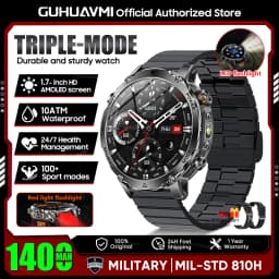 2026 New TANK Ultra 1400mAh Battery Military Smart Watch 10ATM Waterproof Heart Rate Tactical LED Flashlight Men Sports Bracelet