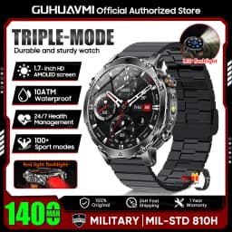 2026 New TANK Ultra 1400mAh Battery Military Smart Watch 10ATM Waterproof Heart Rate Tactical LED Flashlight Men Sports Bracelet