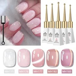 6pcs 10ml Pink Story Cat Magnetic Gel Nail Polish Set Nude Pink Gold Light Magnetic Soak Off UV Gel Varnish DIY Nail Supplies