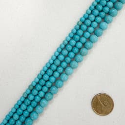 Smooth Natural Blue Turquoise Round Loose Beads 15" Strand 4 6 8 10 12 MM Pick Size For Jewelry Making