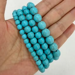Smooth Natural Blue Turquoise Round Loose Beads 15" Strand 4 6 8 10 12 MM Pick Size For Jewelry Making