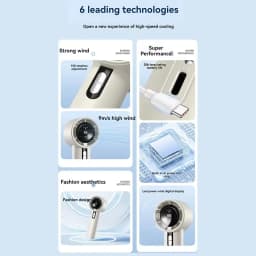Lenovo Ultra Quiet 100 Speed Handheld Fan ​​USB Rechargeable Portable Mini Turbo Fan for Office and Travel with LED Indicator