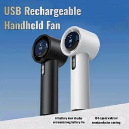 Lenovo Ultra Quiet 100 Speed Handheld Fan ​​USB Rechargeable Portable Mini Turbo Fan for Office and Travel with LED Indicator
