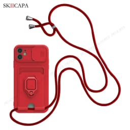Crossbody Chain Lanyard Slide Case For Samsung A13 A23 A32 A53 A73 5G Wallet Card Slot Cover for Samsung M32 A51 A71 4G A52S A72