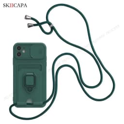 Crossbody Chain Lanyard Slide Case For Samsung A13 A23 A32 A53 A73 5G Wallet Card Slot Cover for Samsung M32 A51 A71 4G A52S A72
