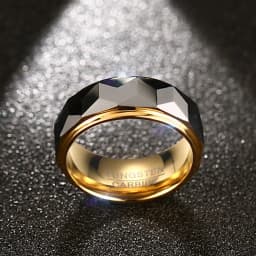 Meaeguet 8mm Ring Wide Faceted Cut Geometric Tungsten Carbide Wedding Rings For Men Jewelry Male Anillos Bague USA Size 7-12