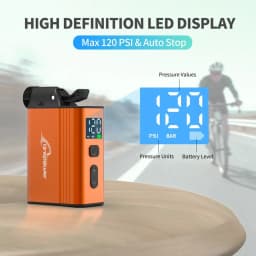 120 PSI Portable Electric Inflator Pump Custom Tire Pressure Display Tire Inflator MTB Road Bike with Schrader Presta Clik Valve