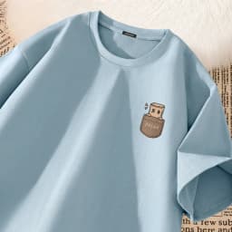 American Vintage Simple Design Print Short Sleeve T-shirt Men Heavyweight Oversized Loose Couple Teenagers Round Neck Sport Top