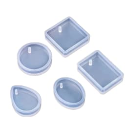 SNASAN 5Pieces Pendant Silicone Mold Handmade Jewelry Making Tool UV Epoxy Resin Casting Silicone Mould