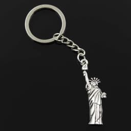 New Fashion Men 30mm Keychain DIY Metal Holder Chain Vintage Statue Of Liberty New York 49x14mm Silver Color Pendant Gift