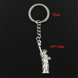 New Fashion Men 30mm Keychain DIY Metal Holder Chain Vintage Statue Of Liberty New York 49x14mm Silver Color Pendant Gift