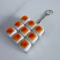 Caramel Bread Stress Relief Keyboard Keychain Button Keycap Backpack Pendant For Student Office Adult Accessory 1PC