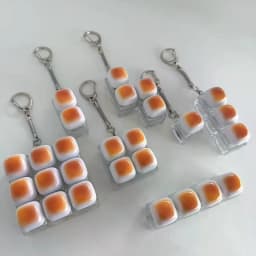 Caramel Bread Stress Relief Keyboard Keychain Button Keycap Backpack Pendant For Student Office Adult Accessory 1PC