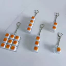 Caramel Bread Stress Relief Keyboard Keychain Button Keycap Backpack Pendant For Student Office Adult Accessory 1PC