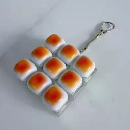 Caramel Bread Stress Relief Keyboard Keychain Button Keycap Backpack Pendant For Student Office Adult Accessory 1PC