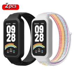 Nylon Loop Strap+Case for Xiaomi Smart Band 9 8 Active Accessories Sport Bracelet +Protective Bumper Shell Correa Redmi Band 3 2