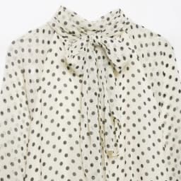 2026 Elegant Women Polka Dot Blouse, Spring Bow Tie Lantern Sleeve Layered Neck Chiffon Shirt, Casual Daily Office Top