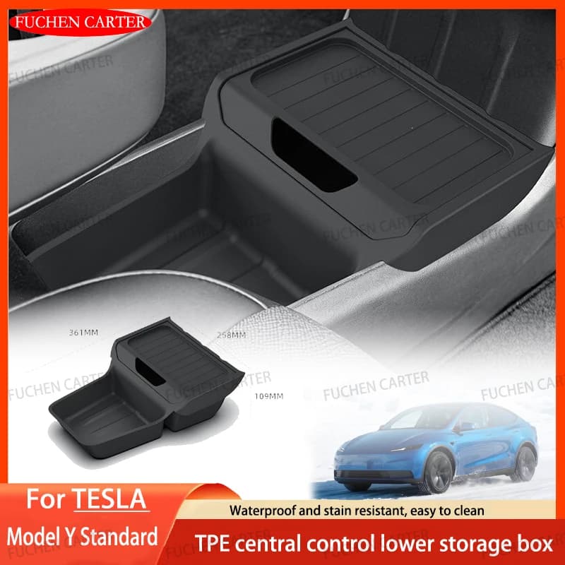For Tesla New ModelY Standard2025 TPE Under Central Control Storage Box Flip Cover design Tissue Box Storage interior Accessorie