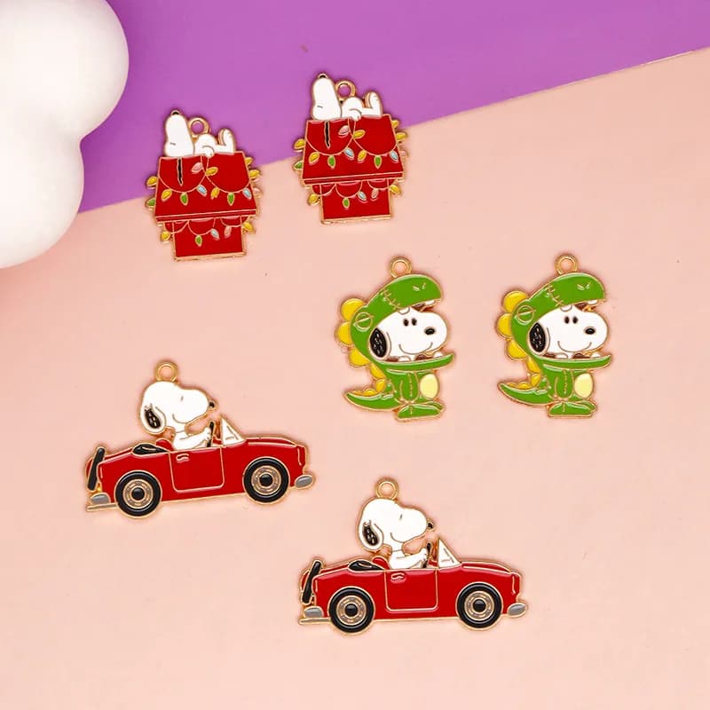 10/20Pcs Enamel Dog Handmade DIY Keychain Accessories for Jewelry Making RedHouse, Fashion Style Jewelry Findings