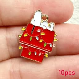 10/20Pcs Enamel Dog Handmade DIY Keychain Accessories for Jewelry Making RedHouse, Fashion Style Jewelry Findings