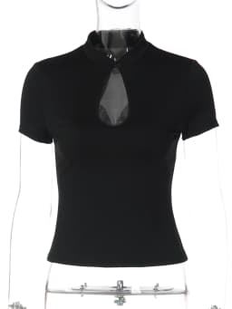 Dulzura Mandarin Collar Short Sleeve Chines Style Knot Button Hollow Out T-Shirt Fashion Causal Y2K Party Street Summer Clothes