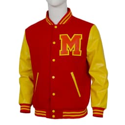 Michael Jackson Cosplay Varsity Jacket Red Yellow Colorblock Baseball Jacket Retro Bomber Coat For Stage Performance Daily Wear