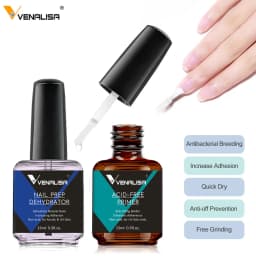 VENALISA Nail Dehydrator & Acid-Free Primer Kit 15ml – Anti-Lifting Quick Dry for UV LED Gel Polish Acrylic Nail Prep DIY Salon