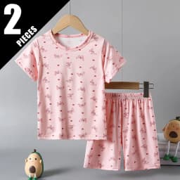 2-Piece Children's Summer Cute cartoon Printed Short-Sleeved Shorts Set for Boys and Girls Casual and Comfortable T-Shirt Shorts