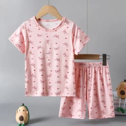 2-Piece Children's Summer Cute cartoon Printed Short-Sleeved Shorts Set for Boys and Girls Casual and Comfortable T-Shirt Shorts