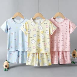 2-Piece Children's Summer Cute cartoon Printed Short-Sleeved Shorts Set for Boys and Girls Casual and Comfortable T-Shirt Shorts