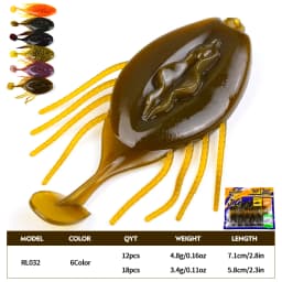 Sunlure Tadpole Shaped Tentacle Flat Tail Soft Bait 12/18pcs Artificial Silicone Wobblers Swimbaits 6-color Bass Fishing Lures