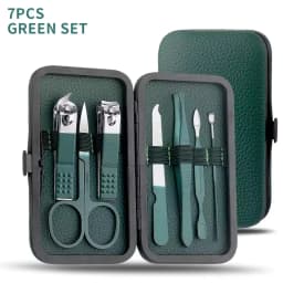 7/13/24pcs Nail clipper set, home nail clippers, dark green 7-24piece set, pedicure, exfoliation and nail care tools