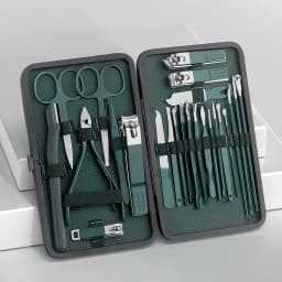 7/13/24pcs Nail clipper set, home nail clippers, dark green 7-24piece set, pedicure, exfoliation and nail care tools
