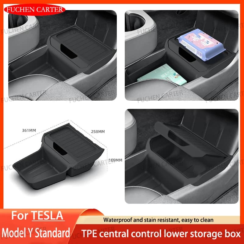 For Tesla New ModelY Standard2025 TPE Under Central Control Storage Box Flip Cover design Tissue Box Storage interior Accessorie