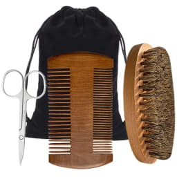 Men's Beard Grooming Set, Convenient Barber Tools, Beard Brush, Bristle Material, Comb, Scissors, Convenient Storage Bag