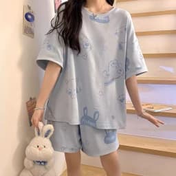 Summer Women's Sleepwear Short Sleeved Shorts Set Thin Loose Fit Suitable for Outerwear Home Wear Cute Sweet Camisole Sleepwear