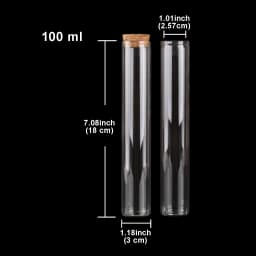 15ml/25ml/30ml/35ml/40ml/45ml/50ml/55ml/60ml/80ml/100ml Small Glass Test Tube with Cork Stopper Dragees Jars Bottles 24 pieces