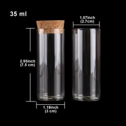 15ml/25ml/30ml/35ml/40ml/45ml/50ml/55ml/60ml/80ml/100ml Small Glass Test Tube with Cork Stopper Dragees Jars Bottles 24 pieces