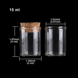 15ml/25ml/30ml/35ml/40ml/45ml/50ml/55ml/60ml/80ml/100ml Small Glass Test Tube with Cork Stopper Dragees Jars Bottles 24 pieces