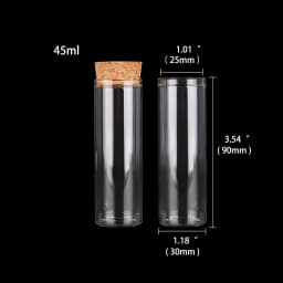 15ml/25ml/30ml/35ml/40ml/45ml/50ml/55ml/60ml/80ml/100ml Small Glass Test Tube with Cork Stopper Dragees Jars Bottles 24 pieces