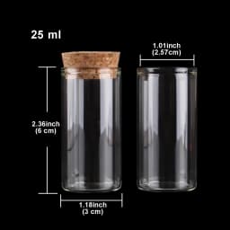15ml/25ml/30ml/35ml/40ml/45ml/50ml/55ml/60ml/80ml/100ml Small Glass Test Tube with Cork Stopper Dragees Jars Bottles 24 pieces