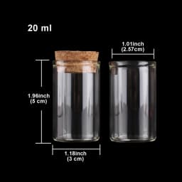 15ml/25ml/30ml/35ml/40ml/45ml/50ml/55ml/60ml/80ml/100ml Small Glass Test Tube with Cork Stopper Dragees Jars Bottles 24 pieces