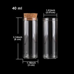 15ml/25ml/30ml/35ml/40ml/45ml/50ml/55ml/60ml/80ml/100ml Small Glass Test Tube with Cork Stopper Dragees Jars Bottles 24 pieces