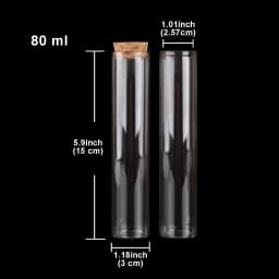 15ml/25ml/30ml/35ml/40ml/45ml/50ml/55ml/60ml/80ml/100ml Small Glass Test Tube with Cork Stopper Dragees Jars Bottles 24 pieces