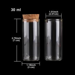 15ml/25ml/30ml/35ml/40ml/45ml/50ml/55ml/60ml/80ml/100ml Small Glass Test Tube with Cork Stopper Dragees Jars Bottles 24 pieces