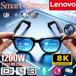 Lenovo NEW 8K 1200MP HD Camera Smart Glasses New AI Translation Shooting Image Bluetooth Call Recording Music Smart Sunglasses
