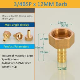Pagoda connector 6 8 10 12 14 16 19mm hose barb connector hose tail thread 3/4 BSP thread PC Male brass water pipe fittings
